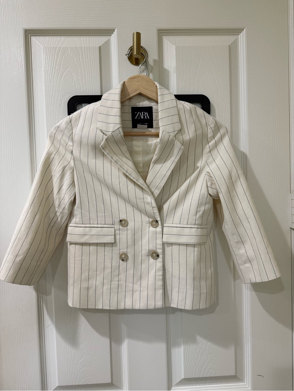 Zara Cream Pinstripe Double-Breasted Kids Blazer with Matching Pants